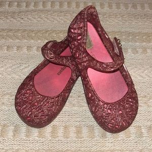 Mini Melissa glitter pink zip zag campana jelly ballet flats